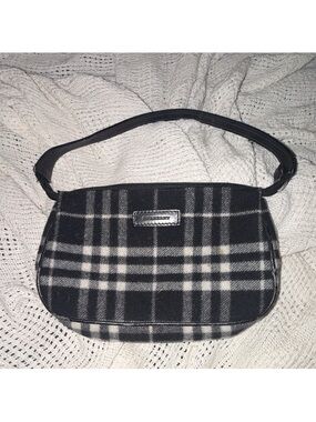 Burberry Black and Cream Check Shoulder Bag